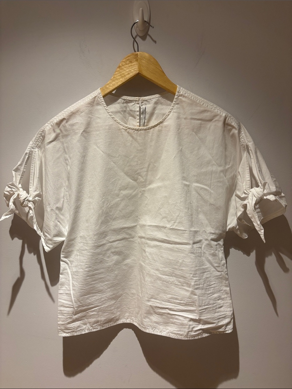 Rosetta Getty White Tie-Sleeve Cotton Blouse